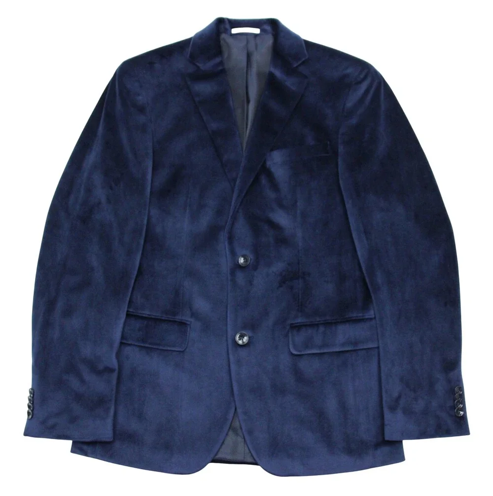 $295 Alfani Blazer 36 R Mens Slim Fit Solid Blue Velvet Sport Coat Jacket New